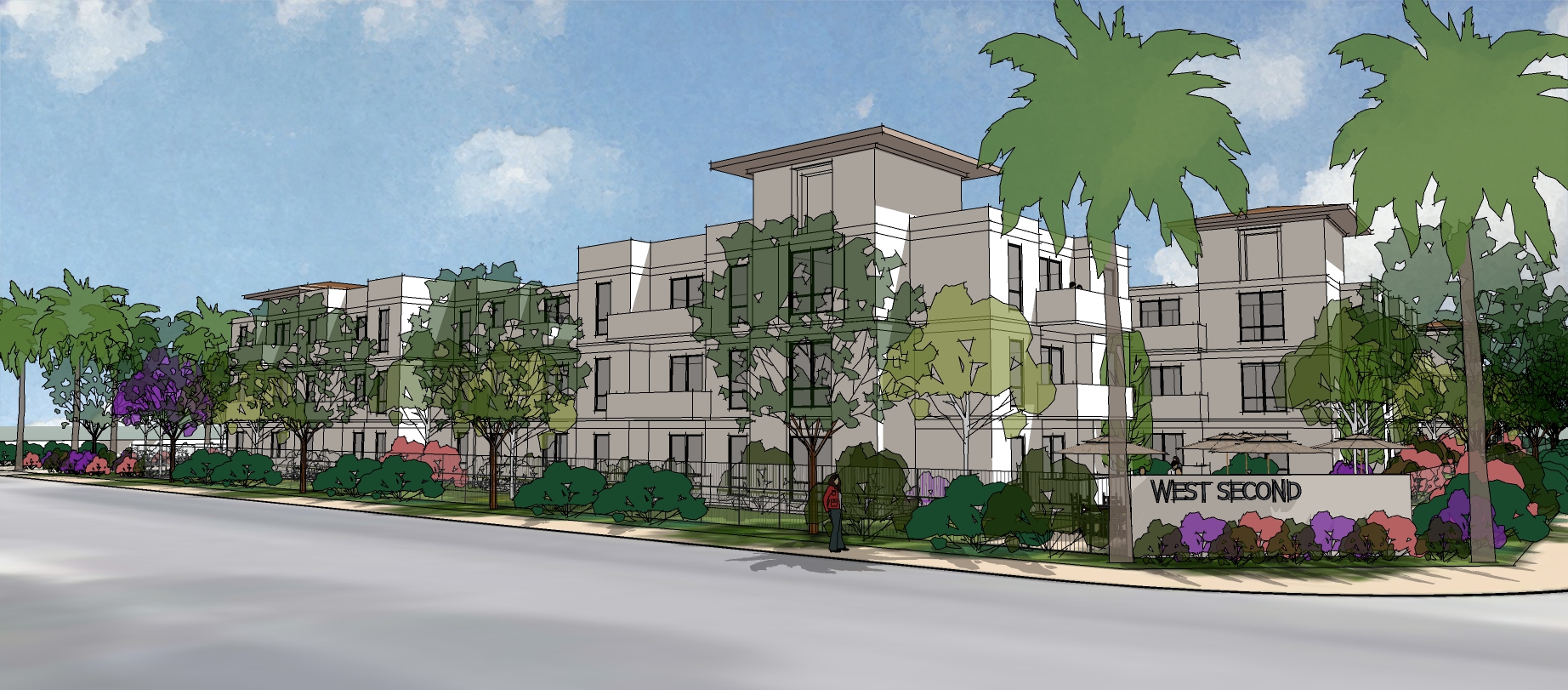 Corona Apartments - elevation-massing study model - corner eye level 1 - 04.10.21
